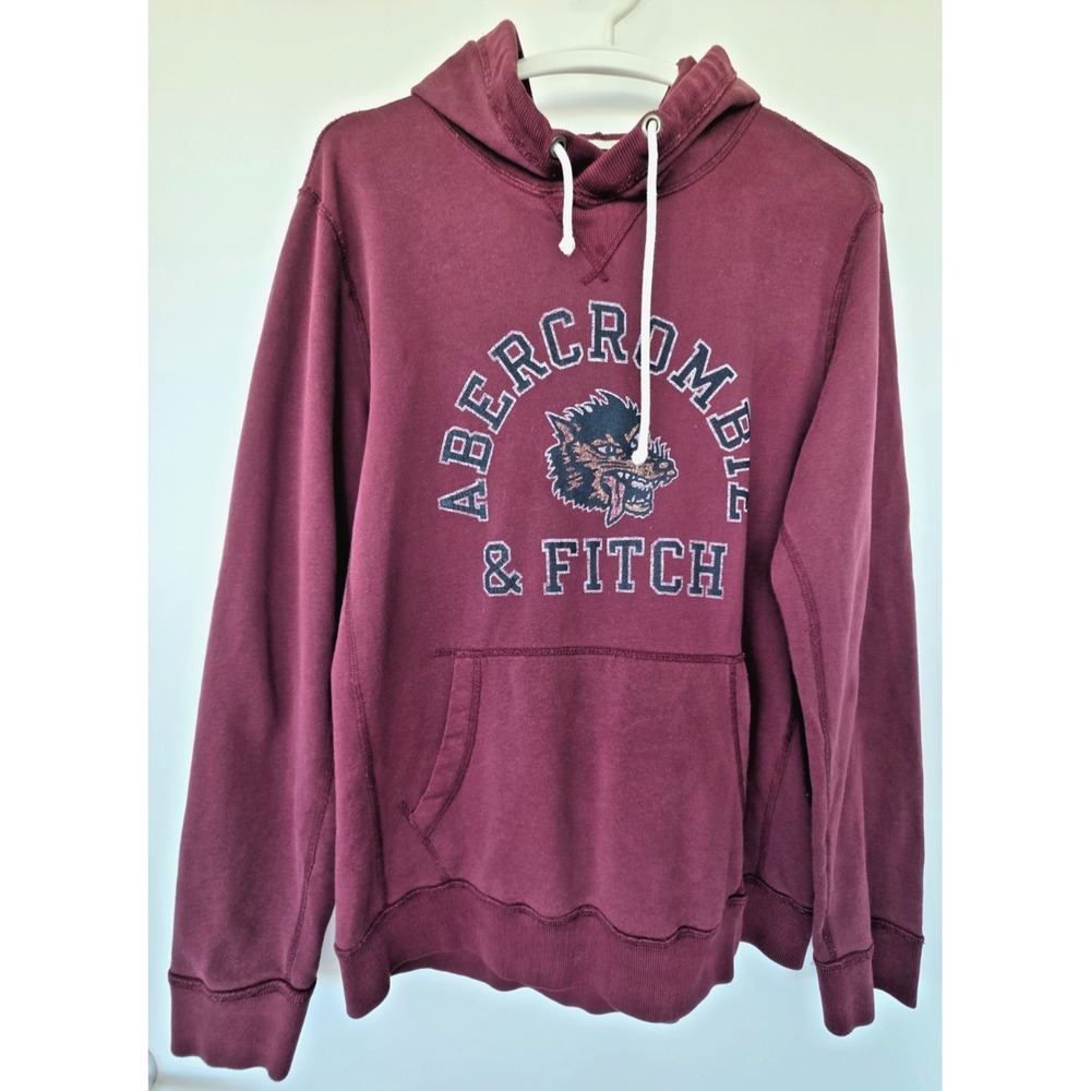 Y2K Abercrombie Burgundy Red Hoodie Long Sleeves Streetwear